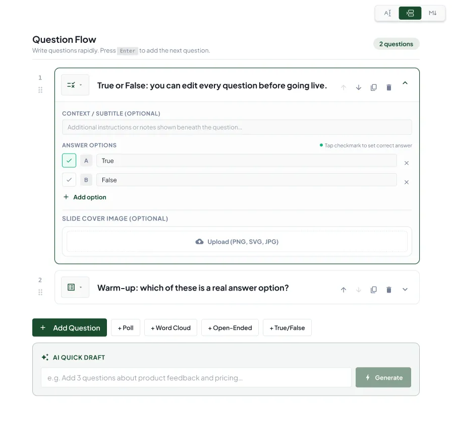Answerama card deck editor